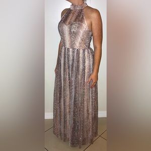Candalite Gold Glitter Halter Dress‎ size M
